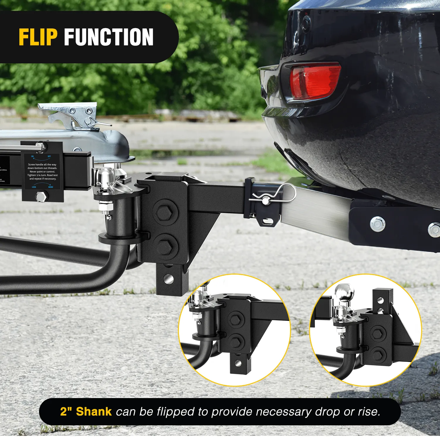 1200 lbs Round Bar Weight Distributing Hitches Kit with Sway Control