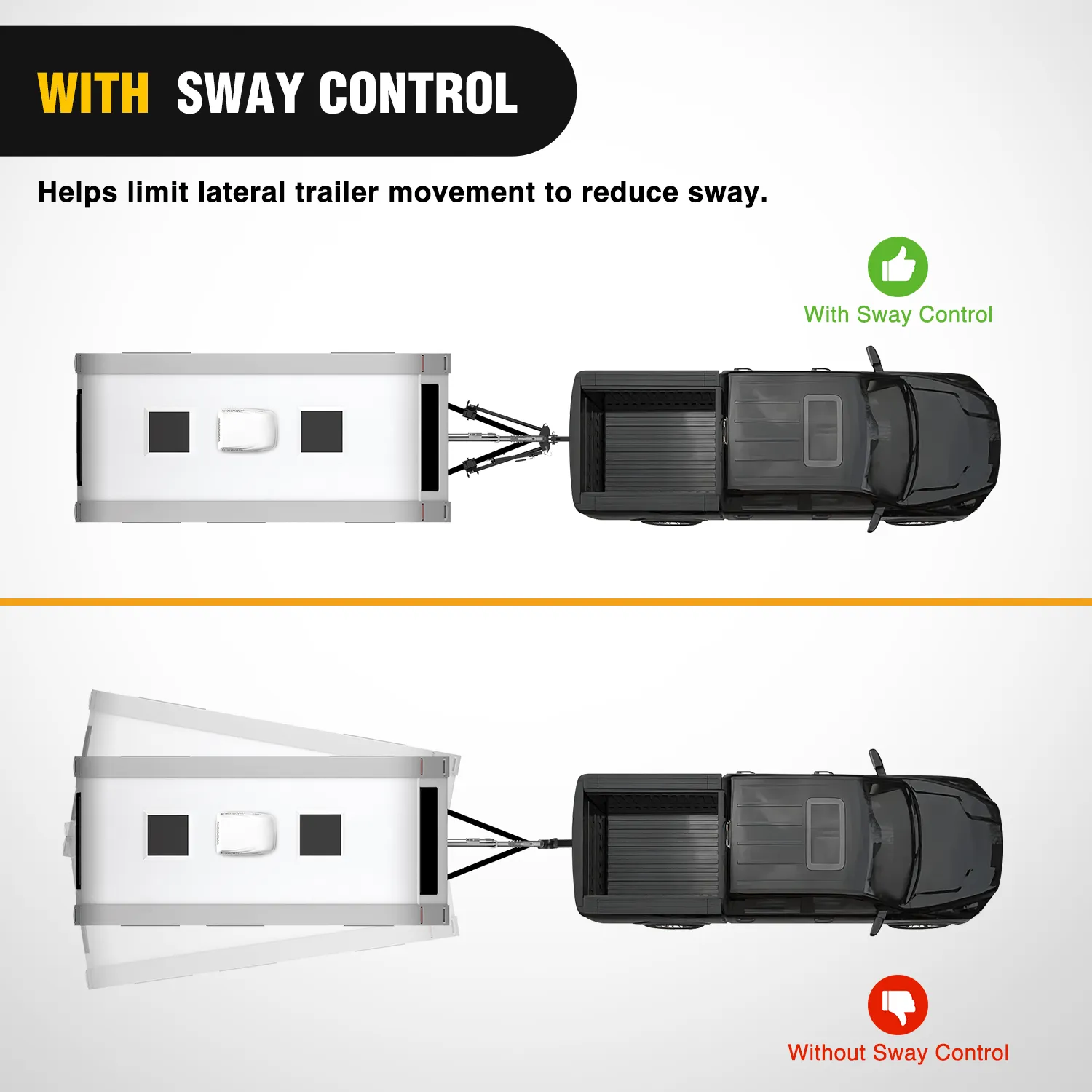 1200 lbs Round Bar Weight Distributing Hitches Kit with Sway Control