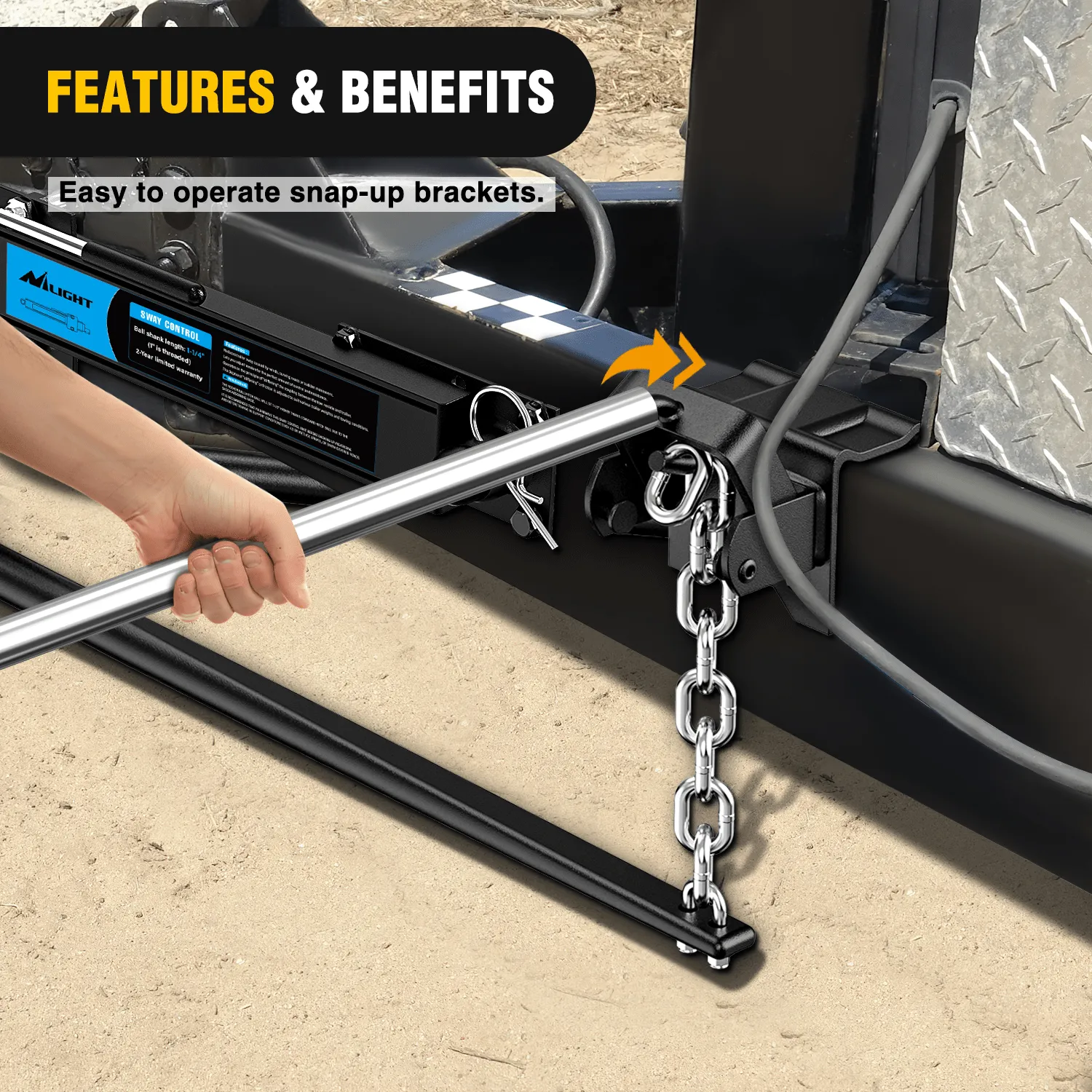1200 lbs Round Bar Weight Distributing Hitches Kit with Sway Control