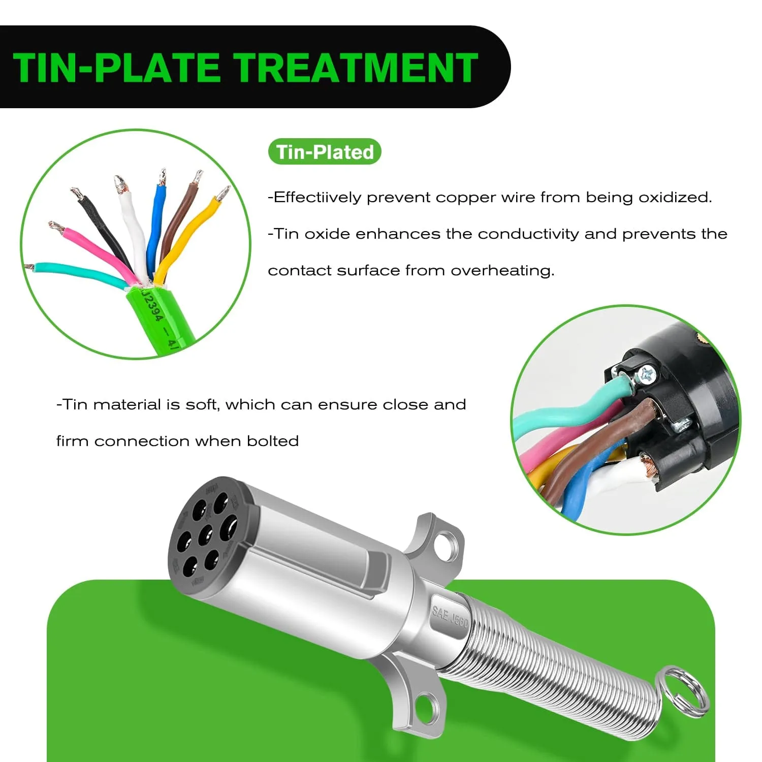 12ft 7 Way to 6 Way Trailer Plug Adapter