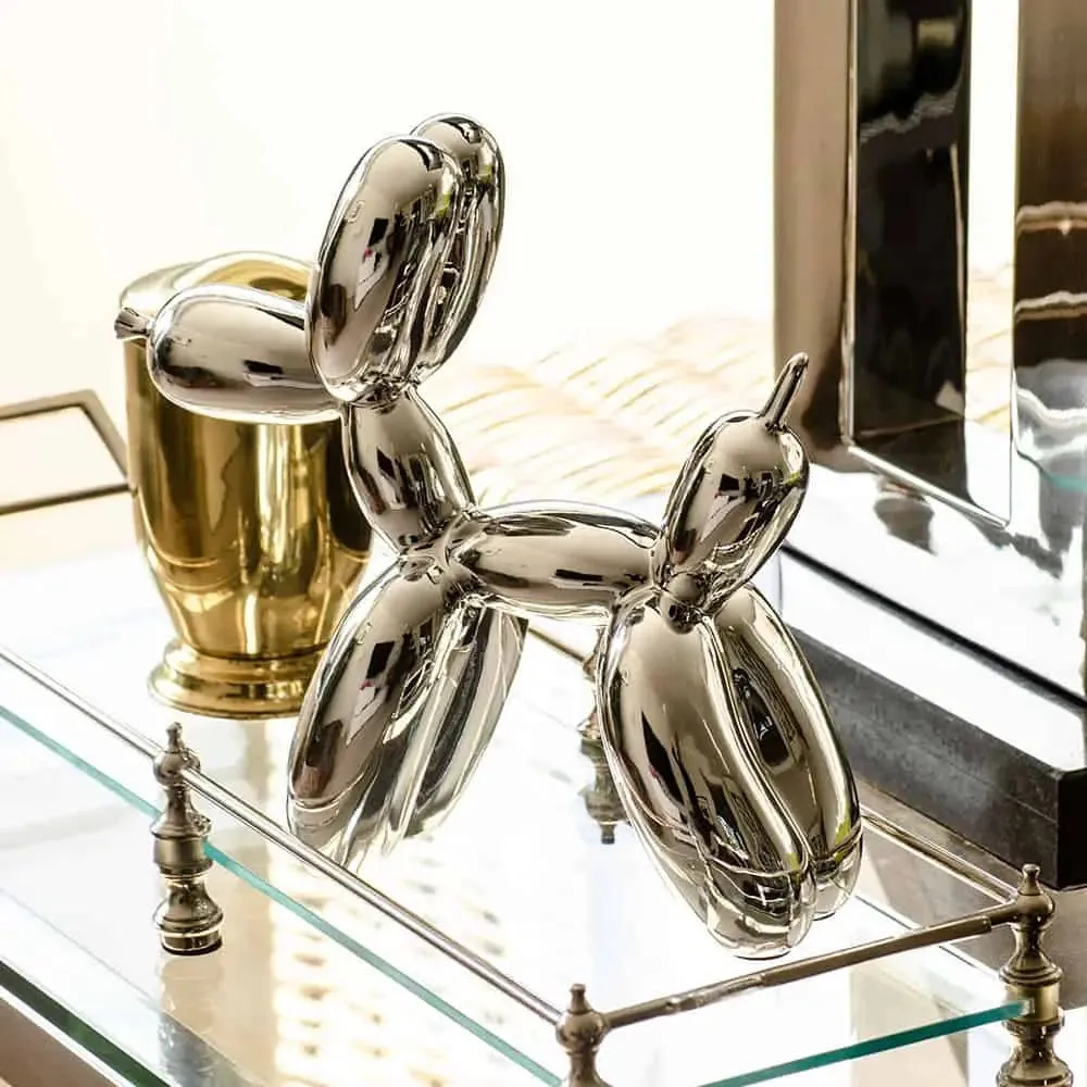 Balloon Dog Design Sculpture - silber