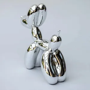 Balloon Dog Design Sculpture - silber