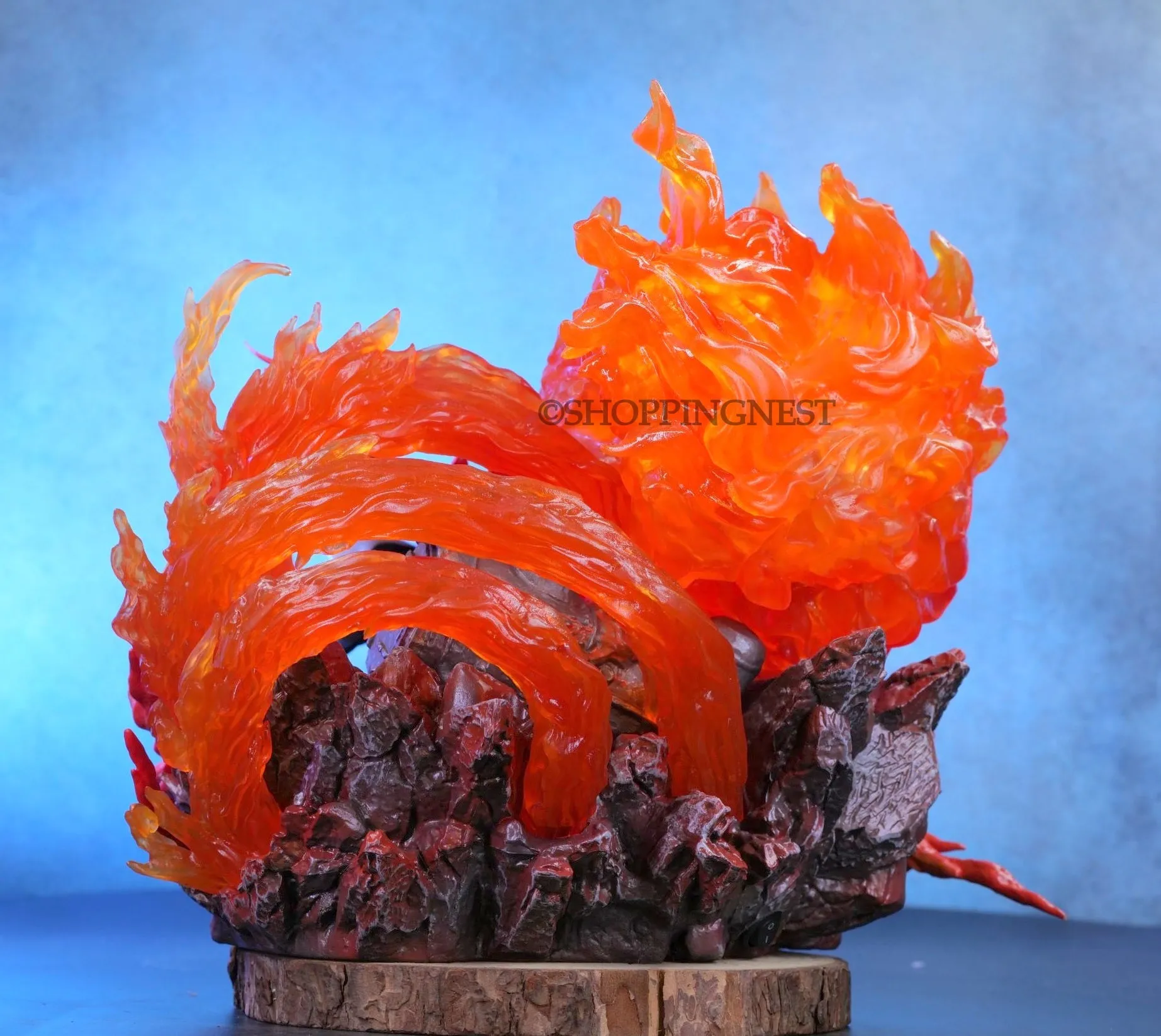 Demonslayer Anime Rengoku  Fire Breathing Slash Attacking Akaza Scene with Lights Action Figurine | 32 Cm |