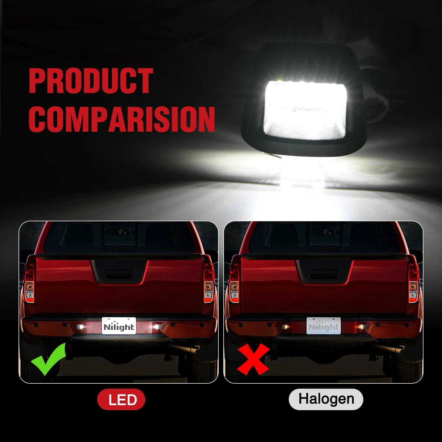 License Plate Light Compatible with 2007 2008 2009 2010 2011 2012 2013 2014 2015 2016 2017 2018 2019 2020 2021 Nissan Frontier Navara D40 2007-2015 Titan Armada Xterra Black Housing
