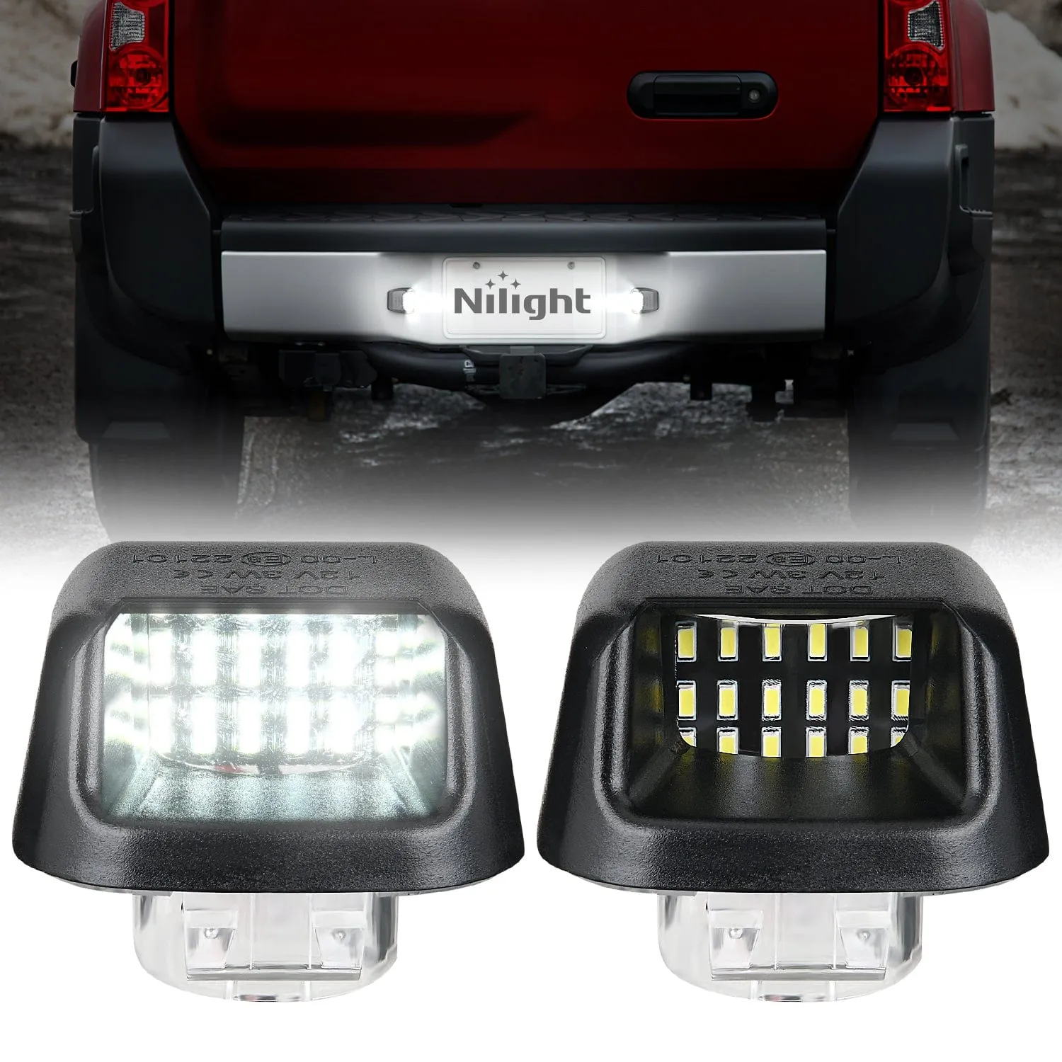 License Plate Light Compatible with 2007 2008 2009 2010 2011 2012 2013 2014 2015 2016 2017 2018 2019 2020 2021 Nissan Frontier Navara D40 2007-2015 Titan Armada Xterra Black Housing