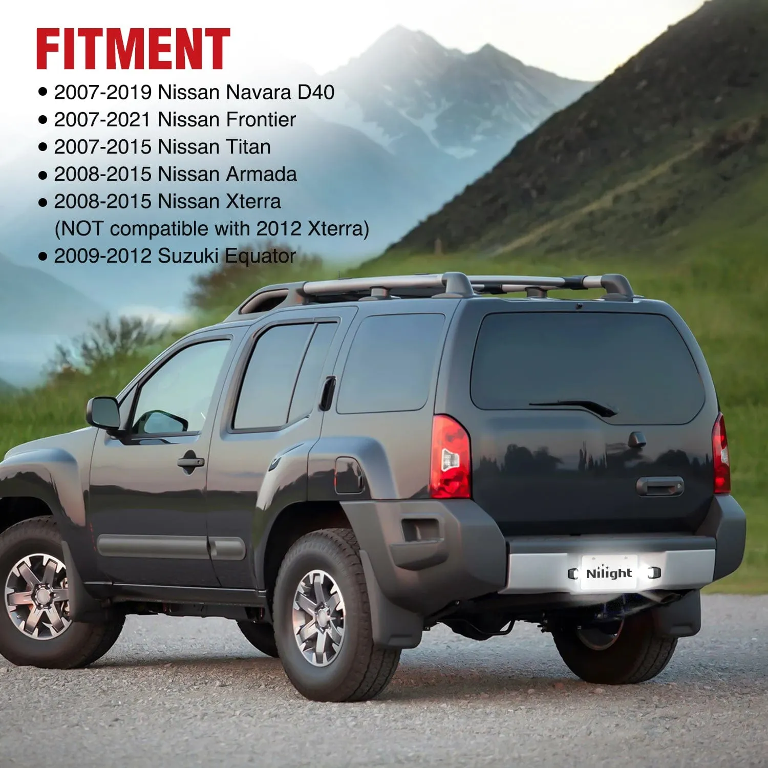 License Plate Light Compatible with 2007 2008 2009 2010 2011 2012 2013 2014 2015 2016 2017 2018 2019 2020 2021 Nissan Frontier Navara D40 2007-2015 Titan Armada Xterra Black Housing