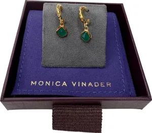 Monica Vinader Siren Gold And Emerald Gemstone Mini nugget Huggie Earrings