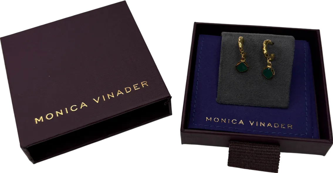 Monica Vinader Siren Gold And Emerald Gemstone Mini nugget Huggie Earrings